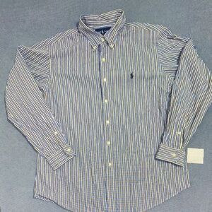 Ralph Lauren Men's Blue and White Striped Shirt